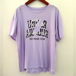 Women's UA IWD Graphic Short Sleeve Top HEATGEAR Lavender T-Shirt Under ARMOUR